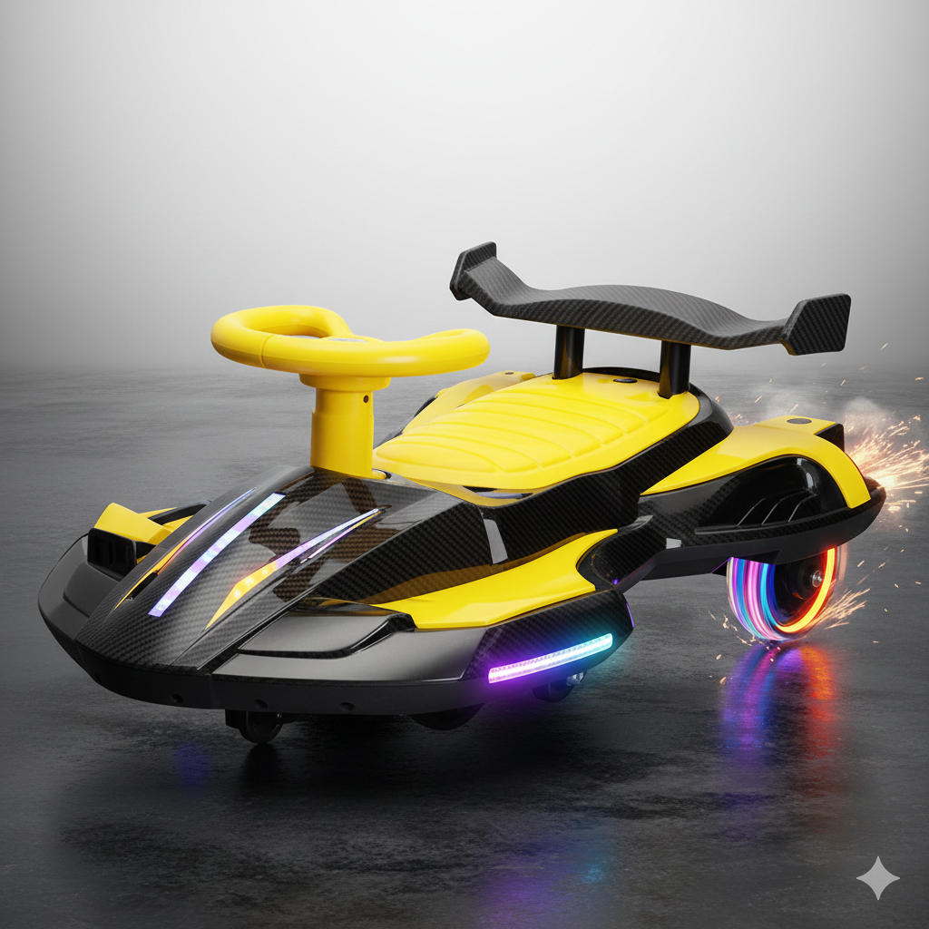 Carrinho Elétrico Infantil com Giro 360°,  Luzes Frontais e Laterais (+ BRINDE EXCLUSIVO)